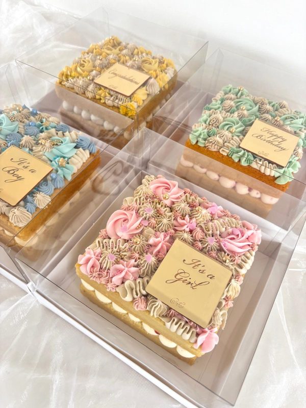 budget celebration cake (2) 6" Square Celebration Slab Cake